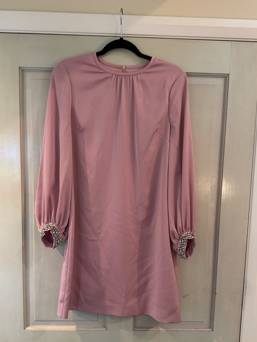 Ted Baker London Dusty Rose Long Sleeve Joele Shift Dress with Jeweled Cuffs